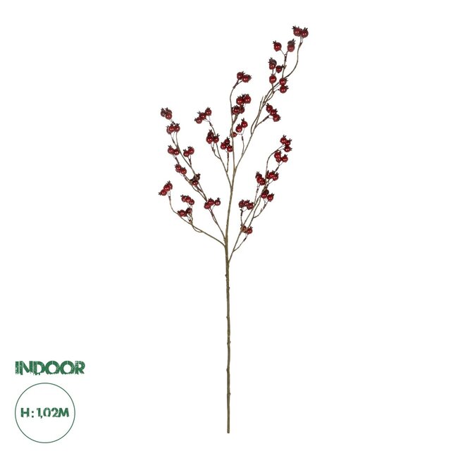 Artificial Garden RED HOLLY BERRIES FRUIT BRANCH 21428 Τεχνητό Διακοσμητικό Κλαδί Κόκκινο Γκί Y102cm