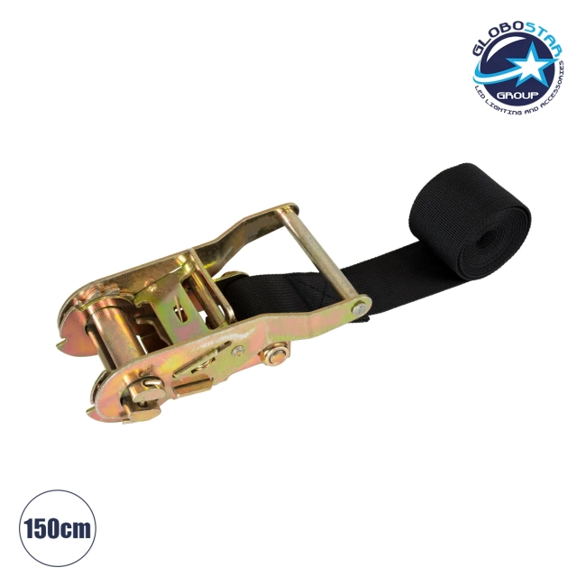  TREEBASE 90479 Ιμάντας με Καστάνια για Τοποθέτηση Φωτιστικών Σποτ σε κορμό Φυτών & Δέντρων - Μαύρο & Χρυσό - Μ150 x Π7.5 x Υ5cm