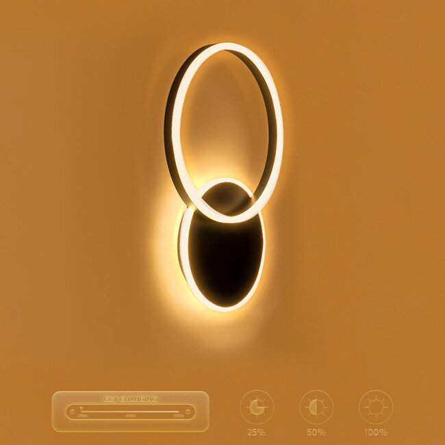 kelvo® VENOM KLV-101-0181-V2 Φωτιστικό Τοίχου / Απλίκα LED 45W 4500lm 360° AC 220-240V IP20 Ρυθμιζόμενο Λευκό CCT με Χειριστήριο από 2700K έως 6000K Dimmable - Lumileds SMD Chip - Μαύρο Ματ - Μ60 x Π40 x Υ7.5cm - 3 Χρόνια Εγγύηση - 8