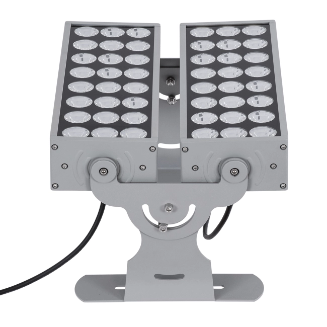 FLOOD-ZENA 90220 Προβολέας Wall Washer για Φωτισμό Κτιρίων LED 120W 10800lm 3° DC 24V Αδιάβροχο IP65 L38 x W30.5 x H24cm Θερμό Λευκό 2700K - Ασημί - 3 Years Warranty - 10