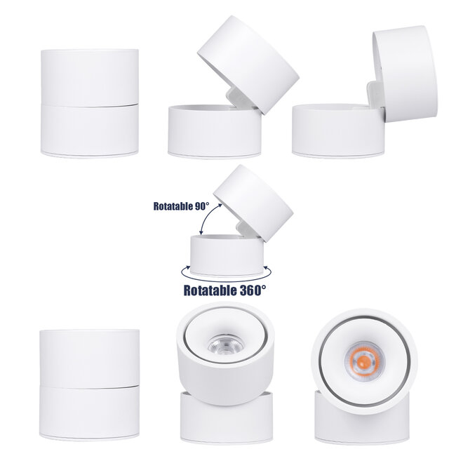 OMEGA-S 60299 Επιφανειακό LED Spot Downlight Φ10cm 12W 1500lm 36° AC 220-240V IP20 Φ10 x Υ10.5cm - Στρόγγυλο - Λευκό - Θερμό Λευκό 2700K - Bridgelux COB - 5 Years Warranty - 4