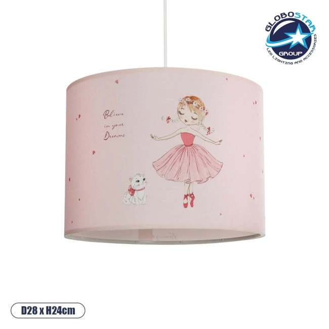 BALLERINA 204-0015 Παιδικό Κρεμαστό Φωτιστικό Οροφής με Ντουί 1 x E27 AC 220-240V IP20 - Ροζ - Μ28 x Π28 x Υ24cm BALLERINA 204-0015 Παιδικό Κρεμαστό Φωτιστικό Οροφής με Ντουί 1 x E27 AC 220-240V IP20 - Ροζ - Μ28 x Π28 x Υ24cm