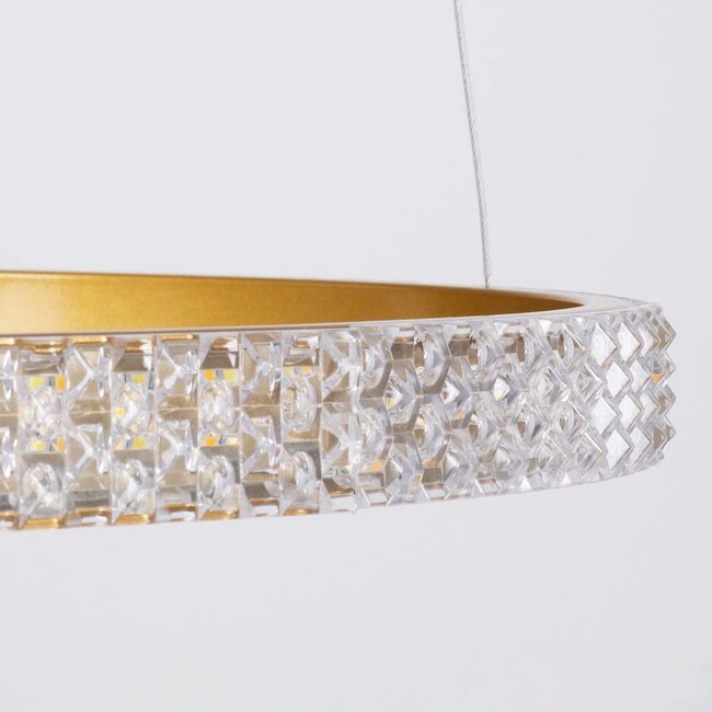 kelvo® DIAMOND KLV-101-0246 Κρεμαστό Φωτιστικό Οροφής LED 150W 15000lm 180° AC 220-240V IP20 Ρυθμιζόμενο Λευκό CCT με Χειριστήριο από 2700K έως 6000K Dimmable - Lumileds SMD Chip - Χρυσό Πλατίνα - Μ170 x Π170 x Υ60cm - 3 Χρόνια Εγγύηση - 5