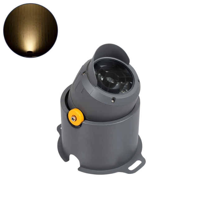 FLOODSIMA 90493 Κινούμενος Προβολέας Σποτ Wall Washer με Αντιθαμβωτική Γρίλια LED 24W 2160lm 30° DC 24V Αδιάβροχο IP67 Θερμό Λευκό 2700K Dimmable - Bridgelux SMD Chip - Γκρι Ανθρακί - Μ14.5 x Π24.2 x Υ22.5cm - 3 Χρόνια Εγγύηση - 11