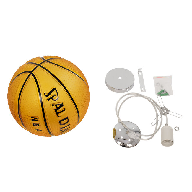 SPALDING NBA 00649 Μοντέρνο Κρεμαστό Παιδικό Φωτιστικό Οροφής Μονόφωτο Πορτοκαλί Γυαλίνο Φ25 x Υ25cm - 9