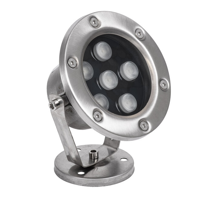 UNDERWATER-DINA 90676 Υποβρύχιο Φωτιστικό Σποτ Ειδικό για Σιντριβάνια LED 6W 660lm 30° DC 24V Αδιάβροχο IP68 Φ12 x Υ14cm Θερμό Λευκό 3000K - Ανοξείδωτο Ατσάλι - 3 Years Warranty