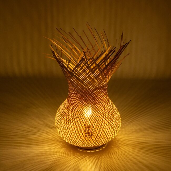 FARAH 01980 Boho Επιτραπέζιο Φωτιστικό Πορτατίφ με Ντουί 1 x E27 AC 220-240V IP20 - Μπεζ - Μ30 x Π30 x Υ46cm - 2