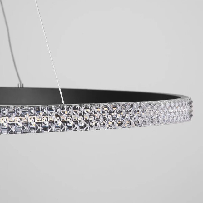 kelvo® DIAMOND KLV-101-0231 Κρεμαστό Φωτιστικό Οροφής LED 67W 6700lm 180° AC 220-240V IP20 Ρυθμιζόμενο Λευκό CCT με Χειριστήριο από 2700K έως 6000K Dimmable - Lumileds SMD Chip - Μαύρο Ματ - Μ80 x Π80 x Υ3cm - 3 Χρόνια Εγγύηση - 6