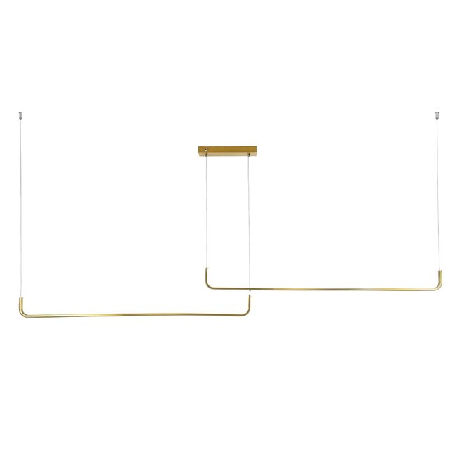 kelvo® LINARIA KLV-101-0260 Κρεμαστό Φωτιστικό Οροφής LED 72W 7200lm 180° AC 220-240V IP20 Ρυθμιζόμενο Λευκό CCT με Χειριστήριο από 2700K έως 6000K Dimmable - Lumileds SMD Chip - Σατινέ Χρυσό Βούρτσας - Μ220 x Π4 x Υ25cm - 3 Χρόνια Εγγύηση - 3