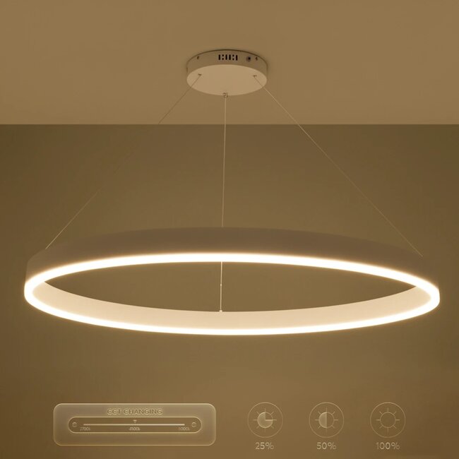 kelvo® VENOM KLV-101-0194 Κρεμαστό Φωτιστικό Οροφής LED 75W 7500lm 120° AC 220-240V IP20 Ρυθμιζόμενο Λευκό CCT με Χειριστήριο από 2700K έως 6000K Dimmable - Lumileds SMD Chip - Λευκό Ματ - Μ100 x Π100 x Υ6.5cm - 3 Χρόνια Εγγύηση - 12