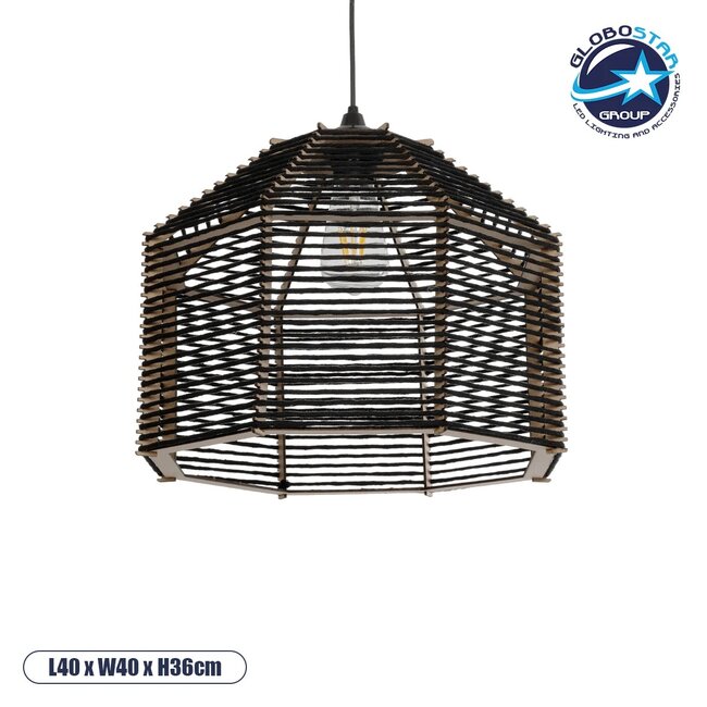 VORK 205-0027 Boho Κρεμαστό Φωτιστικό Οροφής με Ντουί 1 x E27 AC 220-240V IP20 - Μαύρο - M40 x Π40 x Υ36cm VORK 205-0027 Boho Κρεμαστό Φωτιστικό Οροφής με Ντουί 1 x E27 AC 220-240V IP20 - Μαύρο - M40 x Π40 x Υ36cm
