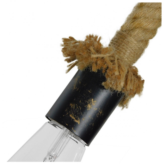 Vintage Φωτιστικό Τοίχου Απλίκα Μονόφωτο Μπρούτζινο Σκουριά Μεταλλικό με Μπεζ Σχοινί  FLEDI 01134 - 8