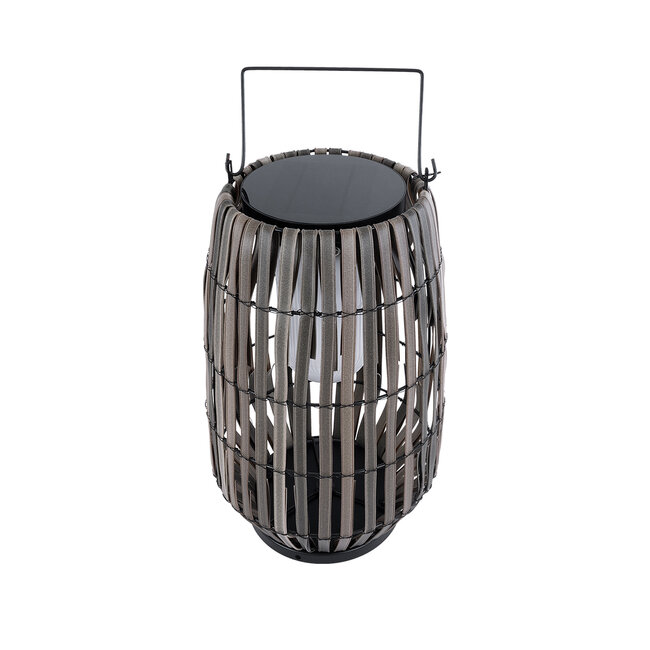 NETLEY 02306 Boho Αυτόνομο Ηλιακό Κρεμαστό/Επιτραπέζιο Φωτιστικό Φαναράκι LED SMD 5W 200lm - Φ30 x Υ50cm - με Ενσωματωμένη Μπαταρία 600mAh - Φωτοβολταϊκό Πάνελ και Αισθητήρα Ημέρας-Νύχτας με Ασύρματο Χειριστήριο IR Γκρι Μπαμπού Αδιάβροχο IP65 Θερμό Λευκό 3000K - 5 Χρόνια Εγγύηση - 4