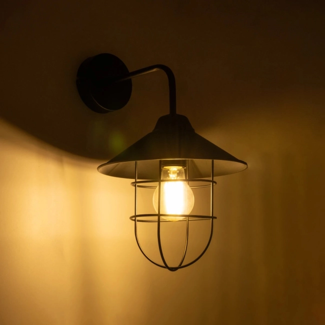 CAGE 203-0096 Vintage Επιτοίχιο Φωτιστικό Απλίκα Μονόφωτο 1 x E27 IP20 Μαύρο Μέταλλο - M30 x Π20 x Υ30cm