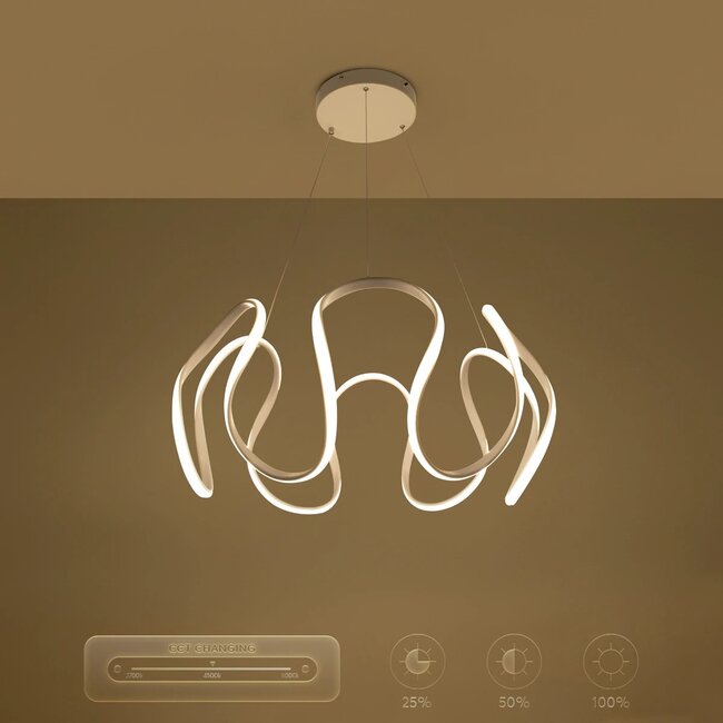 kelvo® TARANTULA KLV-101-0270 Κρεμαστό Φωτιστικό Οροφής LED 120W 12000lm 360° AC 220-240V IP20 Ρυθμιζόμενο Λευκό CCT με Χειριστήριο από 2700K έως 6000K Dimmable - Lumileds SMD Chip - Λευκό Ματ - Μ78 x Π78 x Υ31.5cm - 3 Χρόνια Εγγύηση - 12