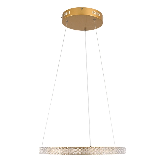 DIAMOND 61129 Μοντέρνο Κρεμαστό Φωτιστικό Οροφής LED 30W 3513lm 360° AC 220-240V IP20 Ρυθμιζόμενο Λευκό CCT με Χειριστήριο από 2700K έως 6000K Dimmable - Lumileds SMD Chip - Χρυσό Βούρτσας - Μ40 x Π40 x Υ3cm - 3 Χρόνια Εγγύηση - 3