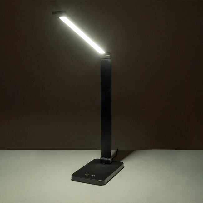 TEBLA 60481 Μοντέρνο Επιτραπέζιο Φωτιστικό Γραφείου LED 5W 500lm 120° AC 220-240V IP20 Ρυθμιζόμενο Λευκό CCT με Αφή 2700K/4500K/6000K Dimmable - Bridgelux SMD Chip - Μαύρο - Μ11 x Π31 x Υ52cm - 2 Χρόνια Εγγύηση - 11