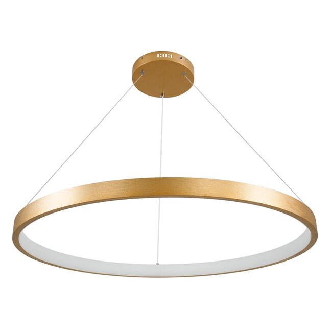kelvo® NEMESIS KLV-101-0213 Κρεμαστό Φωτιστικό Οροφής LED 67W 6700lm 180° AC 220-240V IP20 Ρυθμιζόμενο Λευκό CCT με Χειριστήριο από 2700K έως 6000K Dimmable - Lumileds SMD Chip - Χρυσό Πλατίνα - Μ80 x Π80 x Υ4cm - 3 Χρόνια Εγγύηση