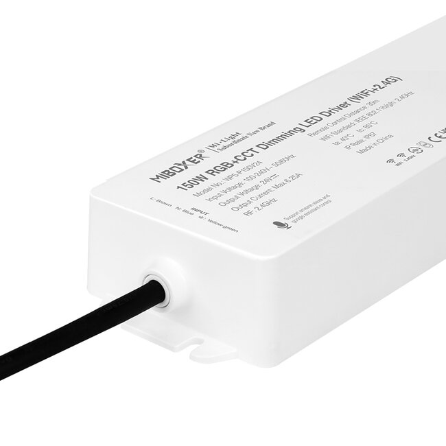 71442 WP5-P150V24 Mi-Light Ασύρματο RF 2.4Ghz Smart Controller LED Driver Wireless WiFi 1 Καναλιού 1 x 6.25A για RGB Προϊόντα LED Max 150W 6.25A - AC 100-240V σε DC 24V - Αδιάβροχο IP67 Μ22.5 x Π7.3 x Υ3.5cm - 5 Years Warranty - 6