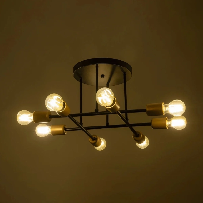 BLAZEA 201-0064 Vintage Φωτιστικό Οροφής με Ντουί 8 x E27 AC 220-240V IP20 - Χρυσό & Μαύρο - Μ51 x Π51 x Υ7cm BLAZEA 201-0064 Vintage Φωτιστικό Οροφής με Ντουί 8 x E27 AC 220-240V IP20 - Χρυσό & Μαύρο - Μ51 x Π51 x Υ7cm