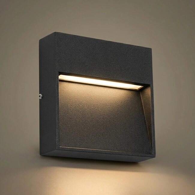 STEPINI GLB-103-0035 Φωτιστικό Σκαλοπατιού / Διαδρόμου LED 3W 270lm 45° AC 220-240V Αδιάβροχο IP65 Θερμό Λευκό 2700K - Sanan SMD Chip - Μαύρο Ματ - Μ11.5 x Π3 x Υ11.5cm - 3 Χρόνια Εγγύηση - 2