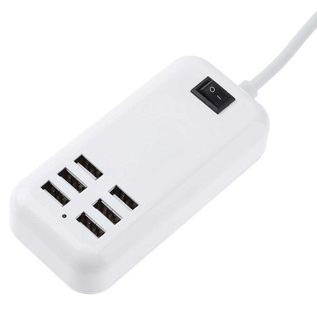 Φορτιστής USB 6 Θέσεων με ON / OFF Διακόπτη 6A 30 Watt 5V DC Λευκός  69998 - 2 Φορτιστής USB 6 Θέσεων με ON / OFF Διακόπτη 6A 30 Watt 5V DC Λευκός  69998 - 2