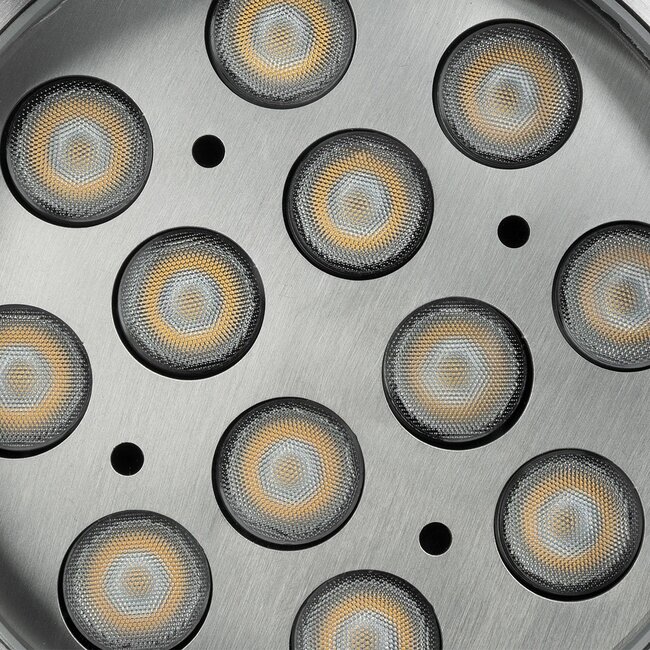 UNDERWATERTUNI 999-0270 Υποβρύχιο Χωνευτό Σποτ για Σιντριβάνια/Πισίνες LED 12W 1080lm 30° DC 24V Αδιάβροχο IP68 Θερμό Λευκό 2700K Dimmable - Bridgelux SMD Chip - Ανοξείδωτο Ατσάλι SS304 - Μ18 x Π18 x Υ9.3cm / Q15cm - 3 Χρόνια Εγγύηση - 6