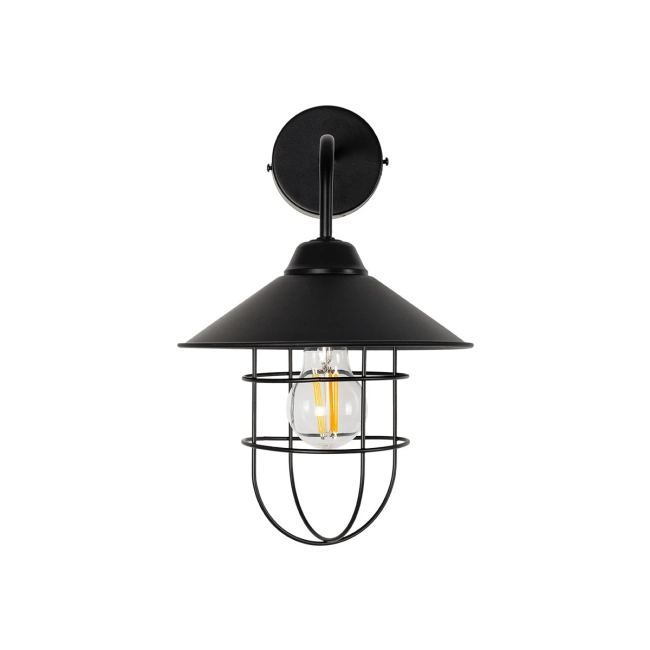 CAGE 203-0096 Vintage Επιτοίχιο Φωτιστικό Απλίκα Μονόφωτο 1 x E27 IP20 Μαύρο Μέταλλο - M30 x Π20 x Υ30cm