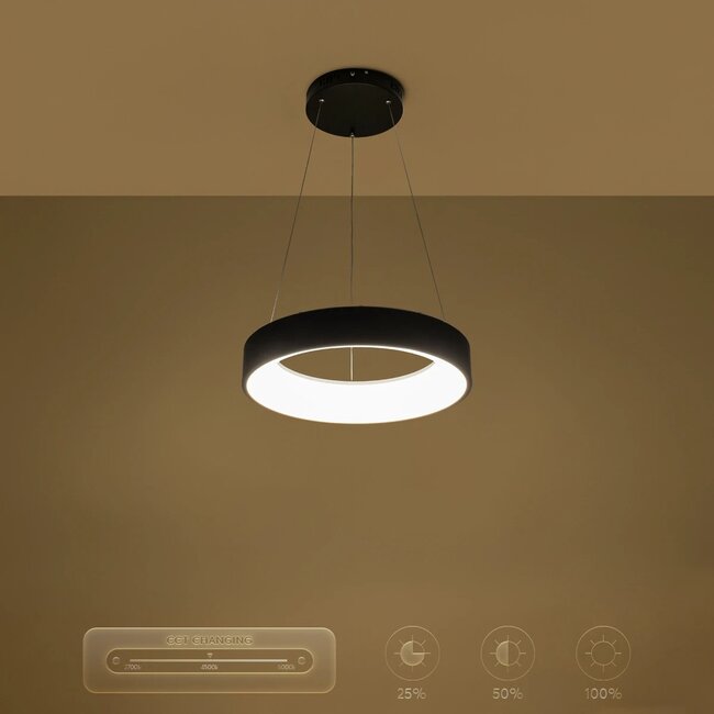 kelvo® SALEM KLV-101-0285 Κρεμαστό Φωτιστικό Οροφής LED 75W 7500lm 120° AC 220-240V IP20 Ρυθμιζόμενο Λευκό CCT με Χειριστήριο από 2700K έως 6000K Dimmable - Lumileds SMD Chip - Μαύρο Ματ - Μ45 x Π45 x Υ6cm - 3 Χρόνια Εγγύηση - 12