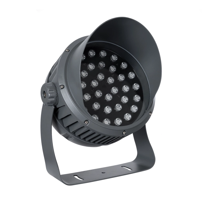 FLOODIMO 90748 Προβολέας Σποτ Wall Washer με Αντιθαμβωτική Γρίλια LED 100W 8000lm 10° DC 24V Αδιάβροχο IP67 Πολύχρωμο RGBW Dimmable DMX512 - Bridgelux SMD Chip - Γκρι Ανθρακί - Μ34 x Π36 x Υ44cm - 3 Χρόνια Εγγύηση