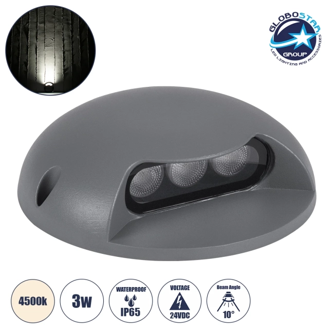 STEPLUNA 90623 Φωτιστικό Σκαλοπατιού / Διαδρόμου LED 3W 345lm 10° DC 24V Αδιάβροχο IP65 Φυσικό Λευκό 4500K Dimmable - Bridgelux SMD Chip - Γκρι Ανθρακί - Μ12 x Π12 x Υ3cm - 3 Χρόνια Εγγύηση STEPLUNA 90623 Φωτιστικό Σκαλοπατιού / Διαδρόμου LED 3W 345lm 10° DC 24V Αδιάβροχο IP65 Φυσικό Λευκό 4500K Dimmable - Bridgelux SMD Chip - Γκρι Ανθρακί - Μ12 x Π12 x Υ3cm - 3 Χρόνια Εγγύηση