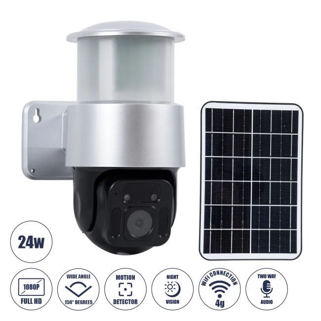 86046 Αυτόνομος Ηλιακός Προβολέας LED SMD 24W 1200lm Camera 1080P 2MP WiFi 150° Μπαταρία 3200mAh Φωτοβολταϊκό Πάνελ Αισθητήρα Ημέρας-Νύχτας & Ρύθμιση Χρόνου Διπλή Κατέυθυνση Ομιλίας Αδιάβροχος IP66 Ψυχρό Λευκό 6000K - Ασημί 86046 Αυτόνομος Ηλιακός Προβολέας LED SMD 24W 1200lm Camera 1080P 2MP WiFi 150° Μπαταρία 3200mAh Φωτοβολταϊκό Πάνελ Αισθητήρα Ημέρας-Νύχτας & Ρύθμιση Χρόνου Διπλή Κατέυθυνση Ομιλίας Αδιάβροχος IP66 Ψυχρό Λευκό 6000K - Ασημί