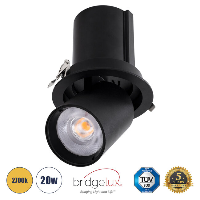 VIRGO-B 60313 Χωνευτό LED Spot Downlight TrimLess Φ13.5cm 20W 2500lm 36° AC 220-240V IP20 Φ13.5cm x Υ14cm - Στρόγγυλο - Μαύρο - Θερμό Λευκό 2700K - Bridgelux COB - 5 Years Warranty VIRGO-B 60313 Χωνευτό LED Spot Downlight TrimLess Φ13.5cm 20W 2500lm 36° AC 220-240V IP20 Φ13.5cm x Υ14cm - Στρόγγυλο - Μαύρο - Θερμό Λευκό 2700K - Bridgelux COB - 5 Years Warranty