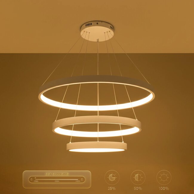kelvo® NEMESIS KLV-101-0221-V2 Κρεμαστό Φωτιστικό Οροφής LED 120W 12000lm 180° AC 220-240V IP20 Ρυθμιζόμενο Λευκό CCT με Χειριστήριο από 2700K έως 6000K Dimmable - Lumileds SMD Chip - Λευκό Ματ - Μ80 x Π80 x Υ80cm - 3 Χρόνια Εγγύηση - 13