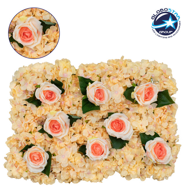 78312 Συνθετικό Πάνελ Λουλουδιών - Κάθετος Κήπος Τριαντάφυλλο - Ορτανσία Μ60 x Υ40 x Π7cm