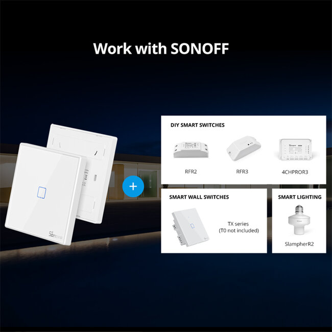 80067 SONOFF T2EU3C-RF - 433MHz Wireless Smart Wall Touch Button Switch 3 Way - RF Series - 9
