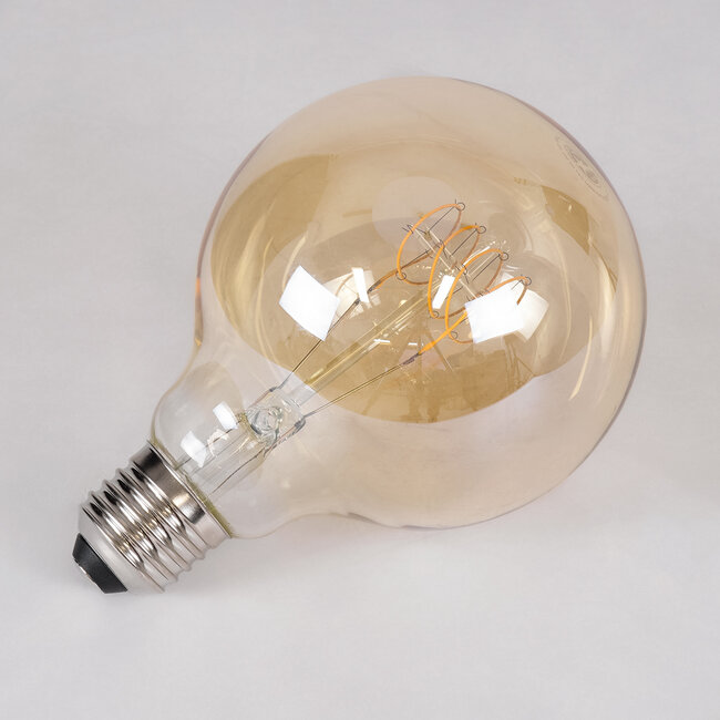 99060 Λάμπα LED Ultra Thin Soft S Spiral Filament E27 G95 Γλόμπος 4W 280lm 360° AC 220-240V IP20 Φ9.5 x Υ13.5cm Ultra Θερμό Λευκό 2200K με Μελί Γυαλί - Dimmable - 3 Years Warranty - 4