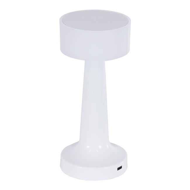 NANNA 76471 Μοντέρνο Επιτραπέζιο Φωτιστικό Πορτατίφ LED 1.5W 105lm 120° DC 5V Επαναφορτιζόμενο με Μπαταρία Li-ion 1800mAh - Διακόπτη Αφής με 3 Εναλλαγές Φωτισμού CCT Θερμό - Φυσικό - Ψυχρό 1500K - 4500K - 6000K Dimmable - D9 x 21cm - Λευκό