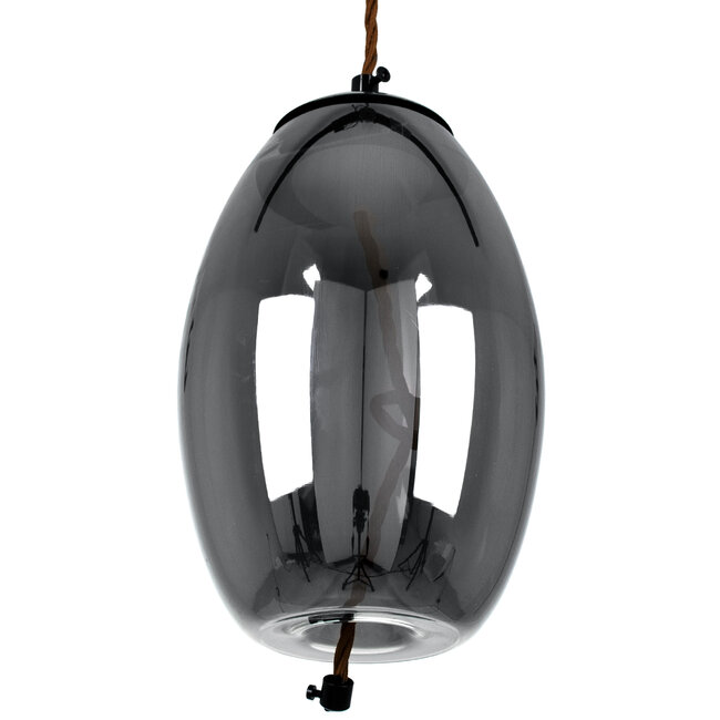 ΑΧΤΟΝ 00755 Μοντέρνο Κρεμαστό Φωτιστικό Οροφής Μονόφωτο Διάφανο Φιμέ Νίκελ Γυάλινο LED AC 100-240V Θερμό Λευκό 2700K Φ17 x Y18cm - 6