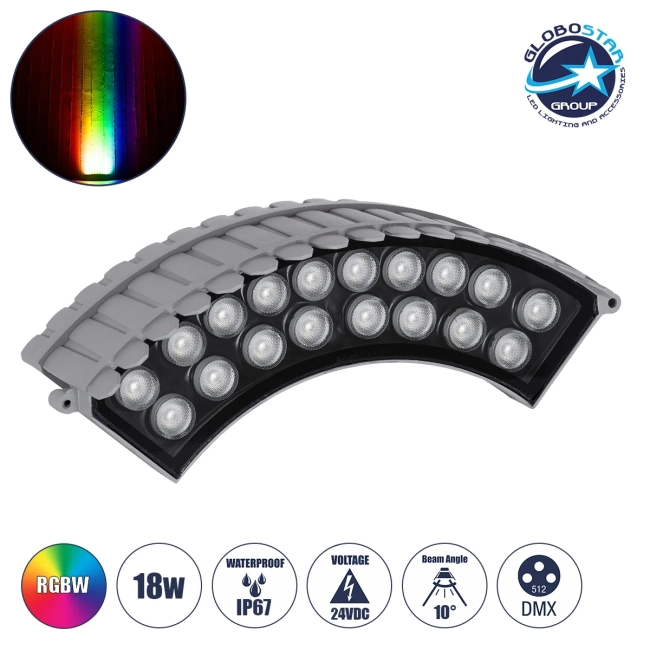 TREEJINA 90692 Κυρτή Μπάρα Φωτισμού Wall Washer για Φυτά - Δέντρα LED 18W 1530lm 10° DC 24V Αδιάβροχο IP67 Πολύχρωμο RGBW Dimmable DMX512 - Bridgelux SMD Chip - Γκρι - Μ29 x Π11 x Υ10.5cm - 3 Χρόνια Εγγύηση TREEJINA 90692 Κυρτή Μπάρα Φωτισμού Wall Washer για Φυτά - Δέντρα LED 18W 1530lm 10° DC 24V Αδιάβροχο IP67 Πολύχρωμο RGBW Dimmable DMX512 - Bridgelux SMD Chip - Γκρι - Μ29 x Π11 x Υ10.5cm - 3 Χρόνια Εγγύηση