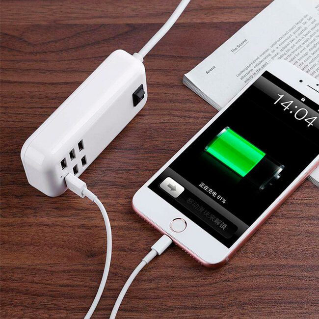 Φορτιστής USB 6 Θέσεων με ON / OFF Διακόπτη 6A 30 Watt 5V DC Λευκός  69998 - 7 Φορτιστής USB 6 Θέσεων με ON / OFF Διακόπτη 6A 30 Watt 5V DC Λευκός  69998 - 7