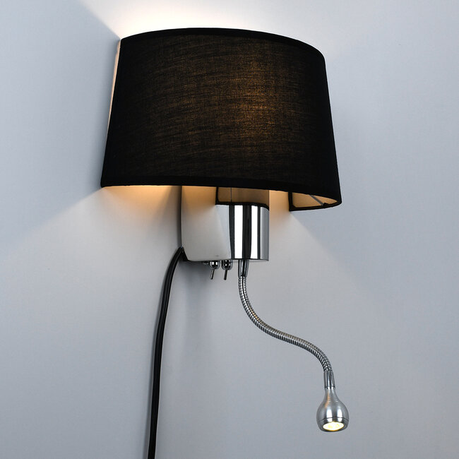 ELEGANT 01492 Μοντέρνο Φωτιστικό Τοίχου Απλίκα Δίφωτο Μεταλλικό με Μαύρο Ύφασμα και Βραχίονα με LED Μ26.5 x Π15 x Υ43cm - 3