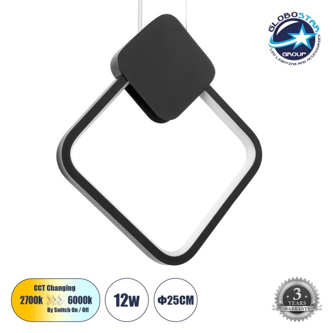 MARY 61082 Μοντέρνο Κρεμαστό Φωτιστικό Οροφής LED 12W 1440lm 300° AC 220-240V IP20 Ρυθμιζόμενο Λευκό CCT με On/Off 2700K/4500K/6000K - Lumileds SMD Chip - Μαύρο - Μ20 x Π2.3 x Υ28.5cm - 3 Χρόνια Εγγύηση MARY 61082 Μοντέρνο Κρεμαστό Φωτιστικό Οροφής LED 12W 1440lm 300° AC 220-240V IP20 Ρυθμιζόμενο Λευκό CCT με On/Off 2700K/4500K/6000K - Lumileds SMD Chip - Μαύρο - Μ20 x Π2.3 x Υ28.5cm - 3 Χρόνια Εγγύηση