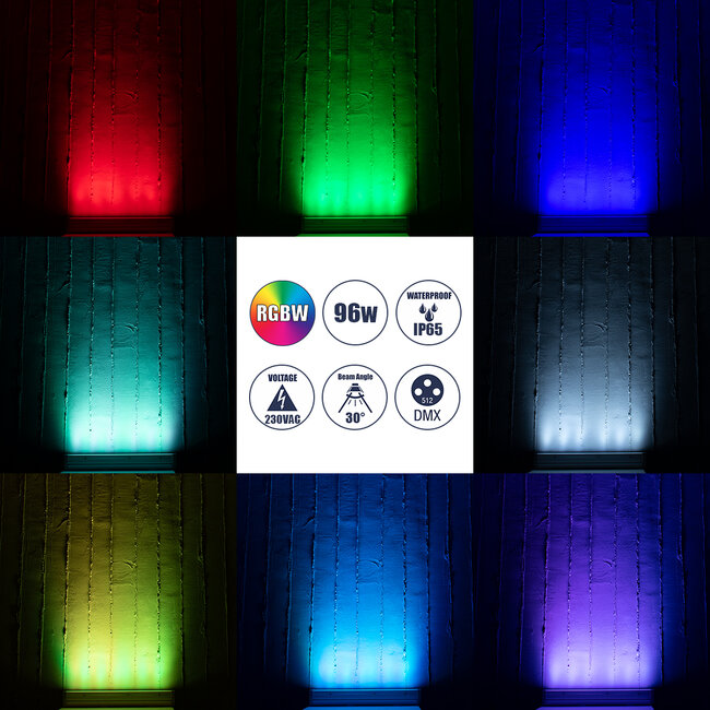 WASHER-DAIA S-90997 Μπάρα Φωτισμού Wall Washer LED 96W 10080lm 30° AC 230V Αδιάβροχο IP65 Μ52 x Π7.5 x Υ7cm Πολύχρωμο 4in1 RGBW DMX512 Display on Body - Ασημί - 9