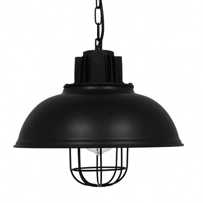 Vintage Industrial Κρεμαστό Φωτιστικό Οροφής Μονόφωτο Μαύρο Μεταλλικό Πλέγμα Φ33  HARROW BLACK 01571 - 3