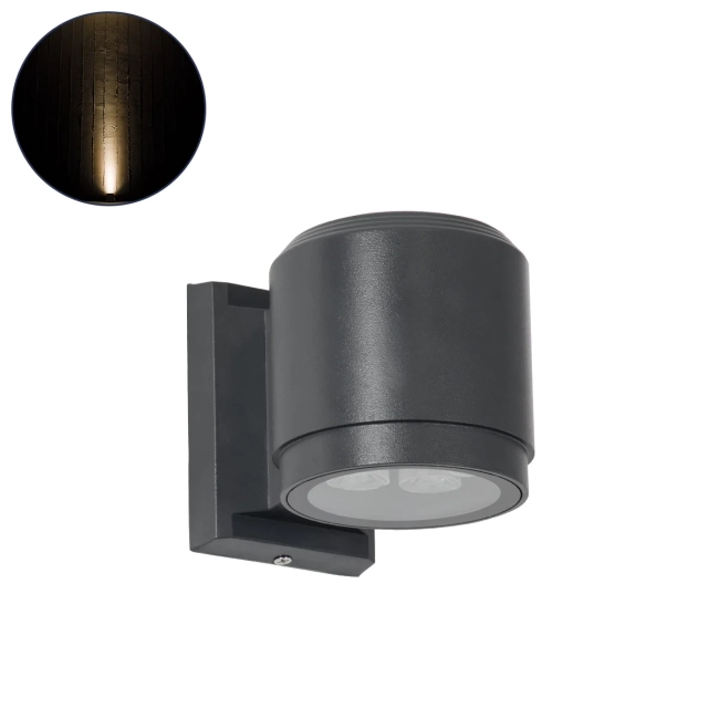  WALLLIGHT-SONA 90481 Μοντέρνο Φωτιστικό Τοίχου - Απλίκα LED 12W 1080lm 5° DC 24V Αδιάβροχο IP67 Θερμό Λευκό 2700K - CREE COB Chip & TÜV SÜD Driver - Γκρι Ανθρακί Ματ - Μ9.5 x Π13 x Υ11cm - 3 Χρόνια Εγγύηση