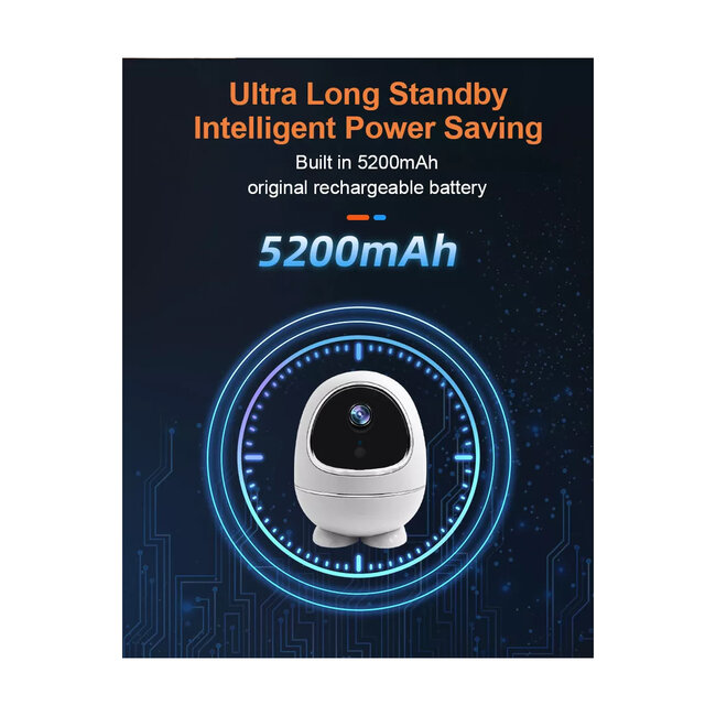 86008 Rechargeable Table Camera WiFi HD 1080P 3MP 350° 5200mAh Two Way Audio & Motion Detection - Επαναφορτιζόμενη Επιτραπέζια Κάμερα WiFi HD 1080P 350° 5200mAh Διπλή Κατέυθυνση Ομιλίας με Ανιχνευτή Κίνησης - Λευκό - 15