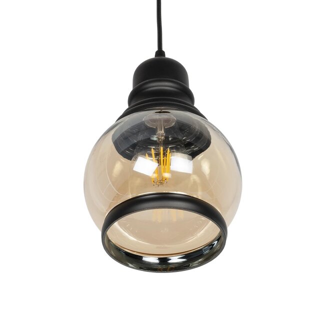 OLIVER 999-0186 Vintage Κρεμαστό Φωτιστικό Οροφής με Ντουί 1 x E27 AC 220-240V IP20 - Μελί & Μαύρο - Μ16 x Π16 x Υ25cm - 5