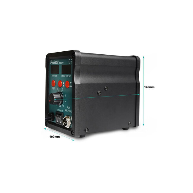 79979 ProsKit SS-979 Ψηφιακός Σταθμός Συγκόλλησης 2in1 με Dual Digital Ψηφιακή Οθόνη - Κολλητήρι - Πιστόλι Θερμού Αέρα Hot Air Soldering Welding Gun και PID Προγραμματιζόμενο Σύστημα Ελέγχου Θερμοκρασίας - 760W - 9