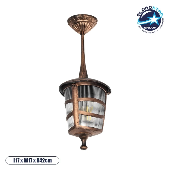 ZARDIN 203-0224 Vintage Φωτιστικό Οροφής με Ντουί 1 x E27 AC 220-240V IP44 - Χάλκινο - Μ17 x Π17 x Υ42cm ZARDIN 203-0224 Vintage Φωτιστικό Οροφής με Ντουί 1 x E27 AC 220-240V IP44 - Χάλκινο - Μ17 x Π17 x Υ42cm
